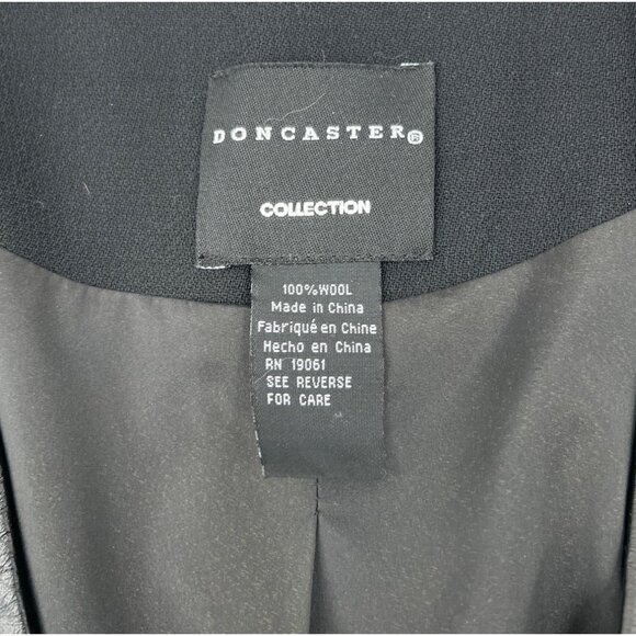 Doncaster Womens Black Wool Blend Blazer Jacket With Contrast Trim & Zip Closure - Picture 2 of 4